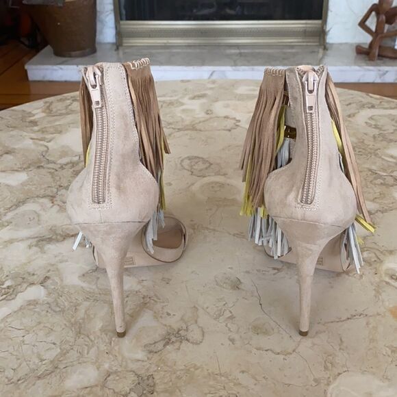 Aldo Leather Fringe Stiletto Bootie Sandals - Picture 5 of 11